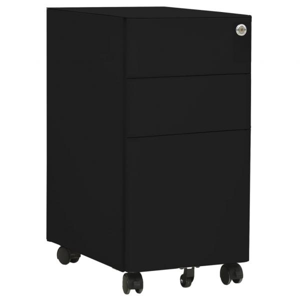 ARDEBO.de - Aktenschrank mit Rollen Schwarz 30x45x59 cm Stahl