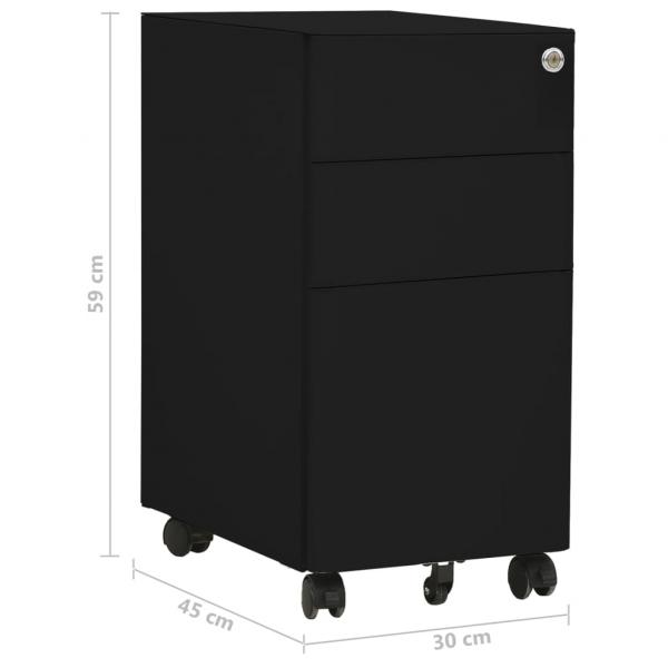 Aktenschrank mit Rollen Schwarz 30x45x59 cm Stahl