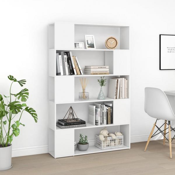 Bücherregal Raumteiler Weiß 100x24x155 cm Holzwerkstoff