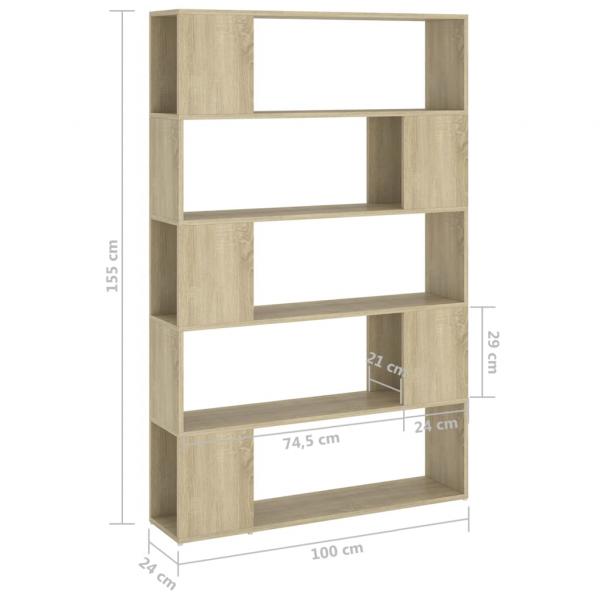 Bücherregal Raumteiler Sonoma-Eiche 100x24x155 cm Holzwerkstoff