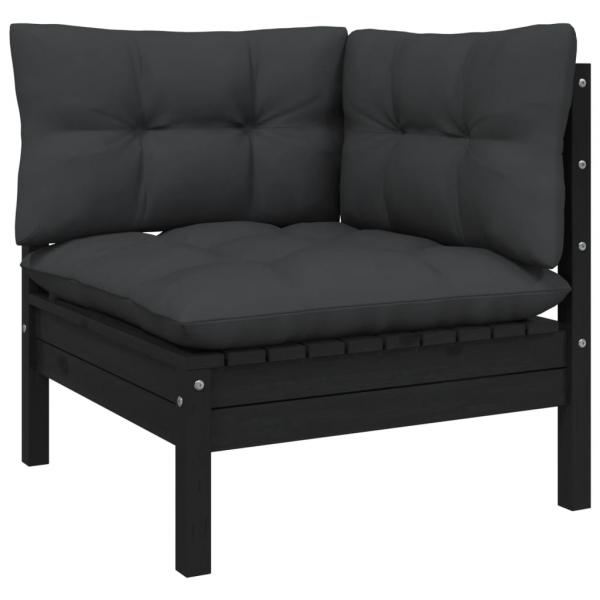 ARDEBO.de - Garten-Ecksofa mit Kissen in Schwarz Massivholz Kiefer