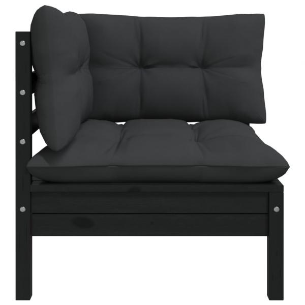 Garten-Ecksofa mit Kissen in Schwarz Massivholz Kiefer