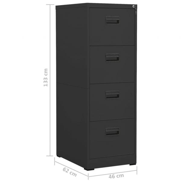 Aktenschrank Anthrazit 46x62x133 cm Stahl