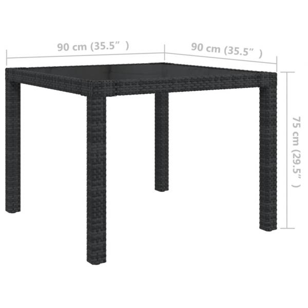 3-tlg. Garten-Essgruppe mit Auflagen Poly Rattan Schwarz