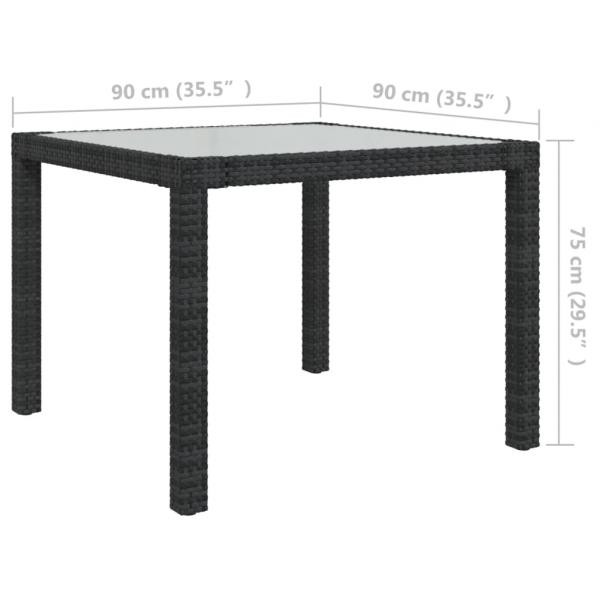 3-tlg. Garten-Essgruppe mit Auflagen Poly Rattan Schwarz