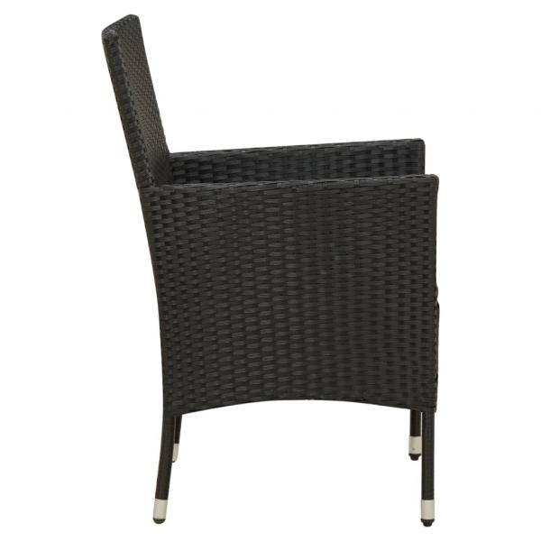 9-tlg. Garten-Essgruppe mit Kissen Poly Rattan Schwarz