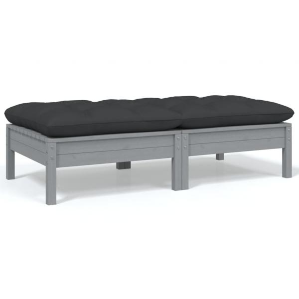 ARDEBO.de - 2-Sitzer-Gartensofa mit Kissen Grau Massivholz Kiefer