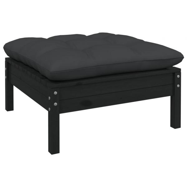 Gartensofa 2-Sitzer mit Kissen in Schwarz Massivholz Kiefer