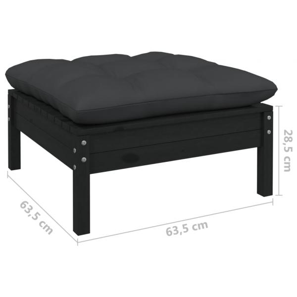 Gartensofa 2-Sitzer mit Kissen in Schwarz Massivholz Kiefer