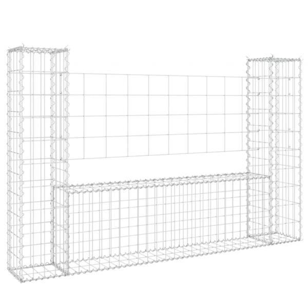 Gabionenkorb U-Form mit 2 Säulen Eisen 140x20x100 cm