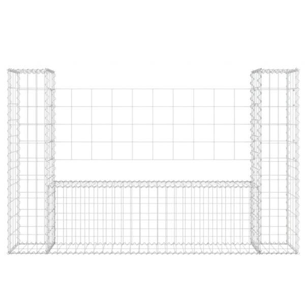 Gabionenkorb U-Form mit 2 Säulen Eisen 140x20x100 cm