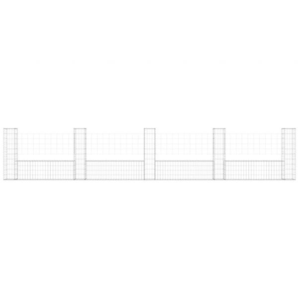 Gabionenkorb U-Form mit 5 Säulen Eisen 500x20x100 cm