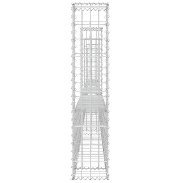 Gabionenkorb U-Form mit 5 Säulen Eisen 500x20x100 cm