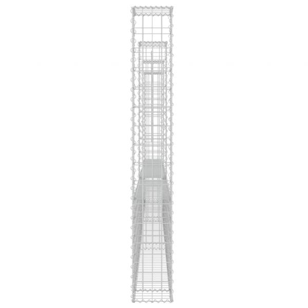 Gabionenkorb U-Form mit 4 Säulen Eisen 380x20x150 cm