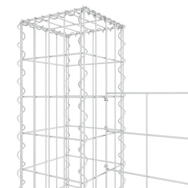 Gabionenkorb U-Form mit 5 Säulen Eisen 500x20x150 cm