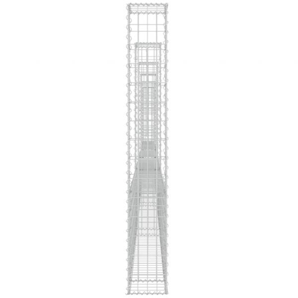 Gabionenkorb U-Form mit 6 Säulen Eisen 620x20x150 cm