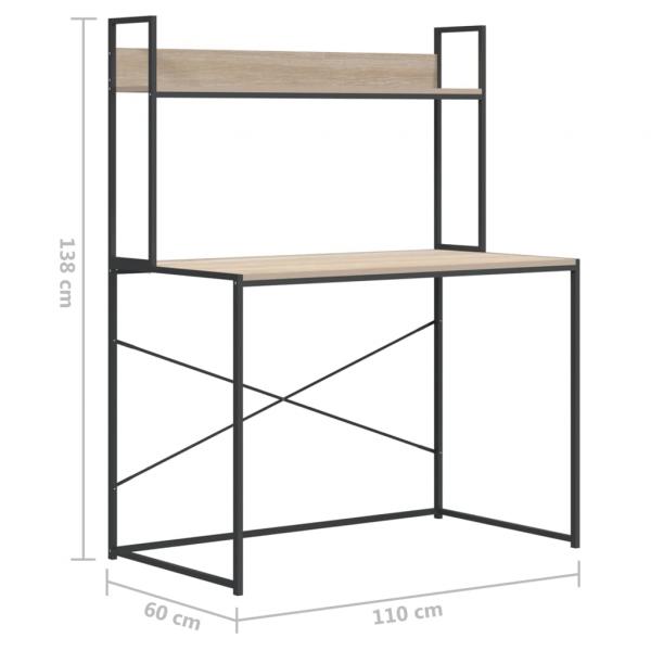 Computertisch Schwarz Eiche-Optik 110x60x138cm Holzwerkstoff