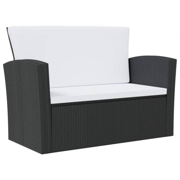 8-tlg. Garten-Lounge-Set mit Kissen Poly Rattan Schwarz