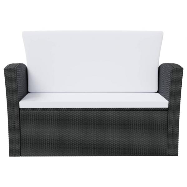 8-tlg. Garten-Lounge-Set mit Kissen Poly Rattan Schwarz