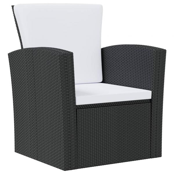 8-tlg. Garten-Lounge-Set mit Kissen Poly Rattan Schwarz