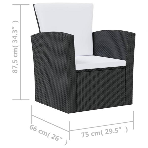 8-tlg. Garten-Lounge-Set mit Kissen Poly Rattan Schwarz