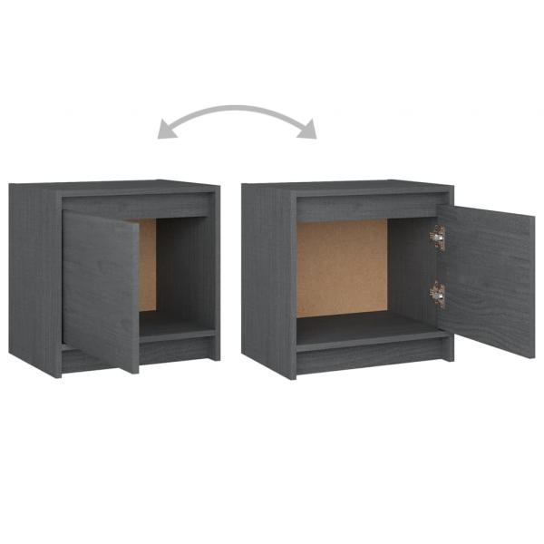 Nachtschrank Grau 40x30,5x40 cm Massivholz Kiefer