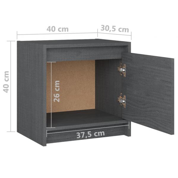 Nachtschrank Grau 40x30,5x40 cm Massivholz Kiefer