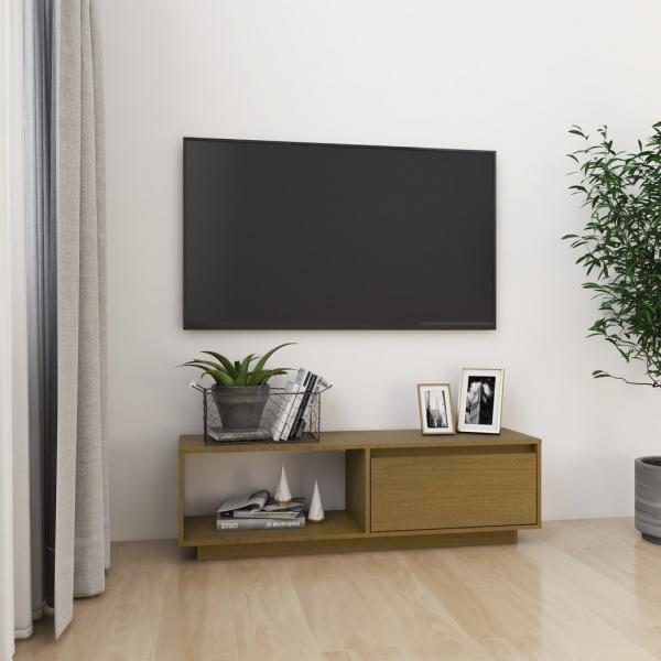 ARDEBO.de - TV-Schrank Honigbraun 110x30x33,5 cm Massivholz Kiefer