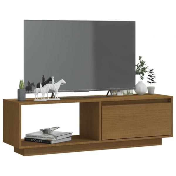 TV-Schrank Honigbraun 110x30x33,5 cm Massivholz Kiefer