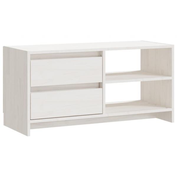 TV-Schrank Weiß 80x31x39 cm Massivholz Kiefer