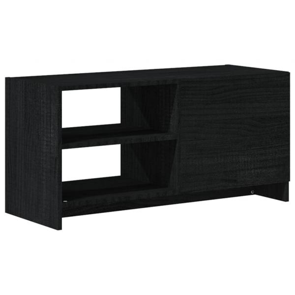 TV-Schrank Schwarz 80x31x39 cm Massivholz Kiefer