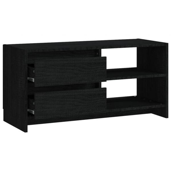 TV-Schrank Schwarz 80x31x39 cm Massivholz Kiefer