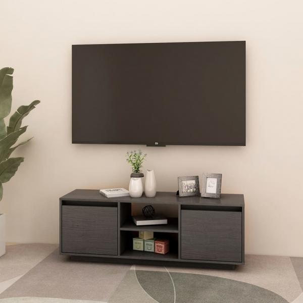 TV-Schrank Grau 110x30x40 cm Massivholz Kiefer