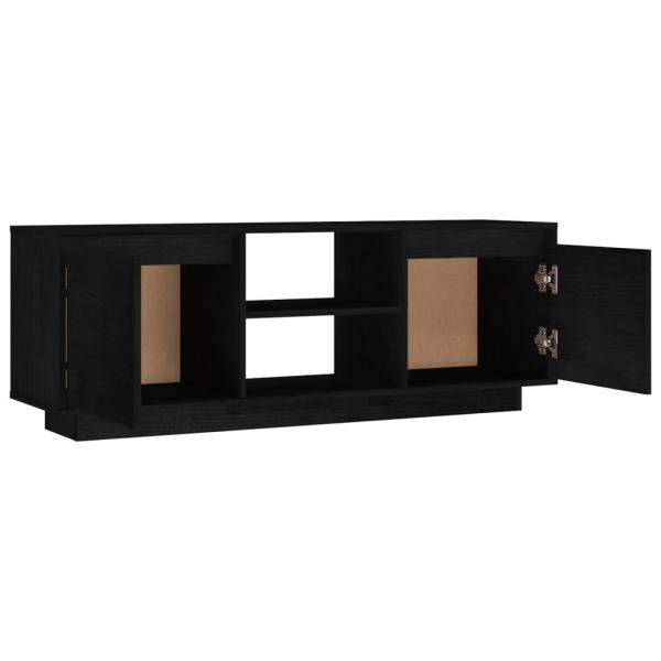 TV-Schrank Schwarz 110x30x40 cm Massivholz Kiefer