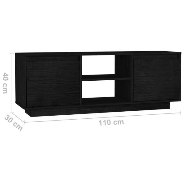 TV-Schrank Schwarz 110x30x40 cm Massivholz Kiefer