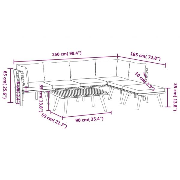 7-tlg. Garten-Lounge-Set mit Kissen Massivholz Akazie