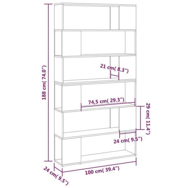 Bücherregal Raumteiler Weiß 100x24x188 cm