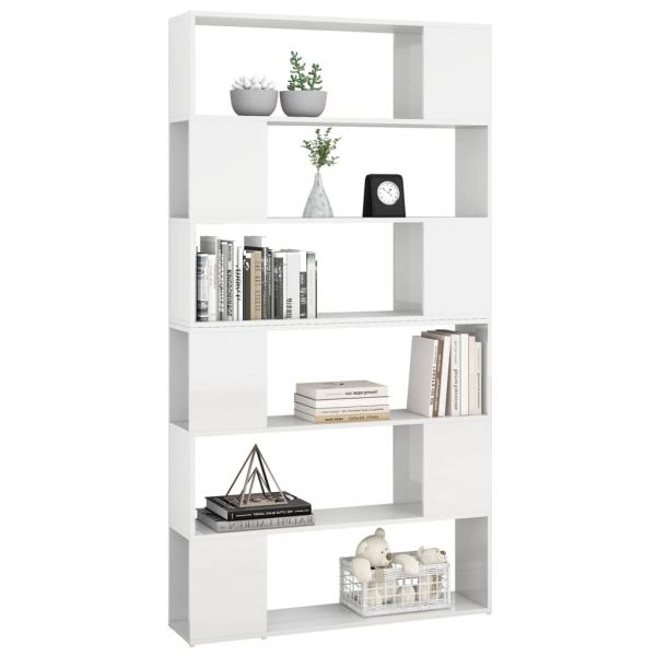 Bücherregal Raumteiler Hochglanz-Weiß 100x24x188 cm