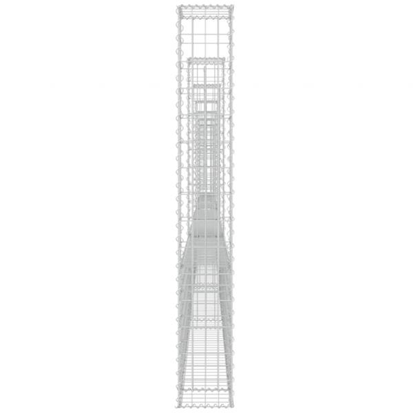 Gabionenkorb U-Form mit 7 Säulen Eisen 740x20x150 cm