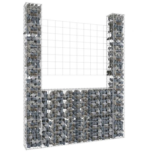 ARDEBO.de - Gabionenkorb U-Form mit 2 Säulen Eisen 140x20x200 cm