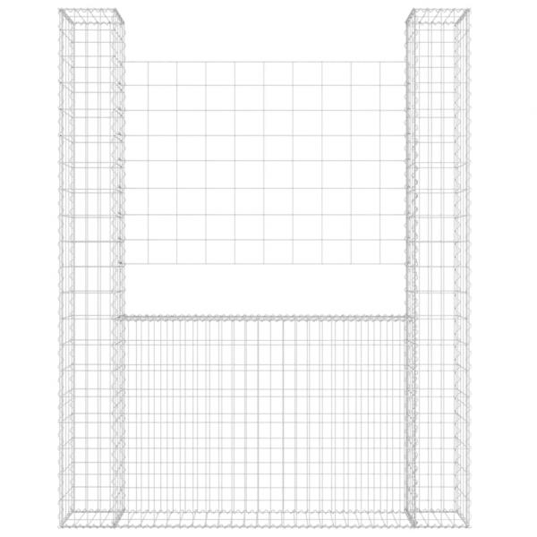 Gabionenkorb U-Form mit 2 Säulen Eisen 140x20x200 cm