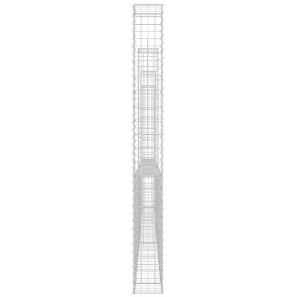 Gabionenkorb U-Form mit 4 Säulen Eisen 380x20x200 cm