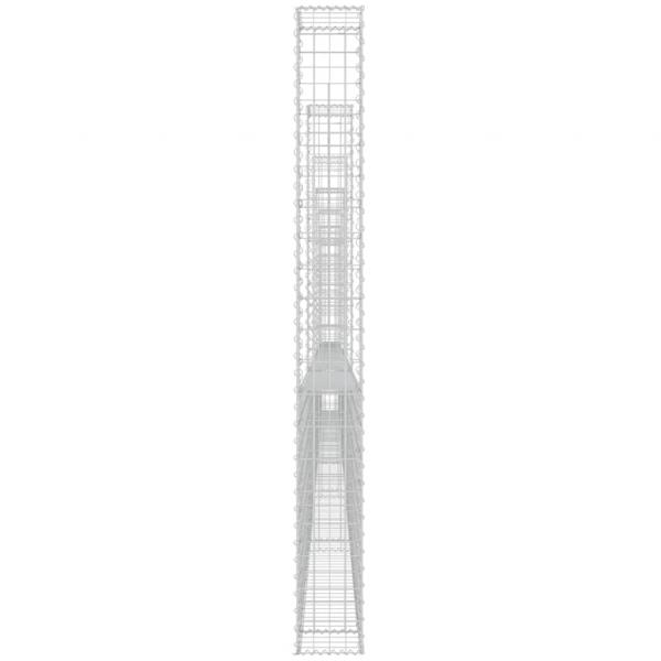 Gabionenkorb U-Form mit 7 Säulen Eisen 740x20x200 cm