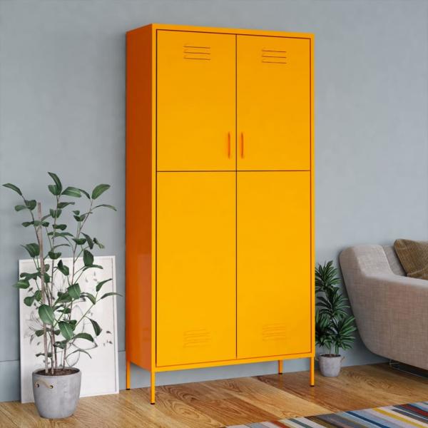 ARDEBO.de - Kleiderschrank Senfgelb 90x50x180 cm Stahl   