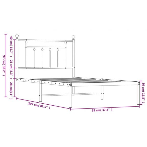 Bettgestell mit Kopfteil Metall Schwarz 90x200 cm  