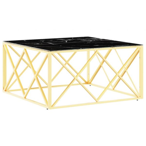 Couchtisch Golden 80x80x40 cm Edelstahl und Glas