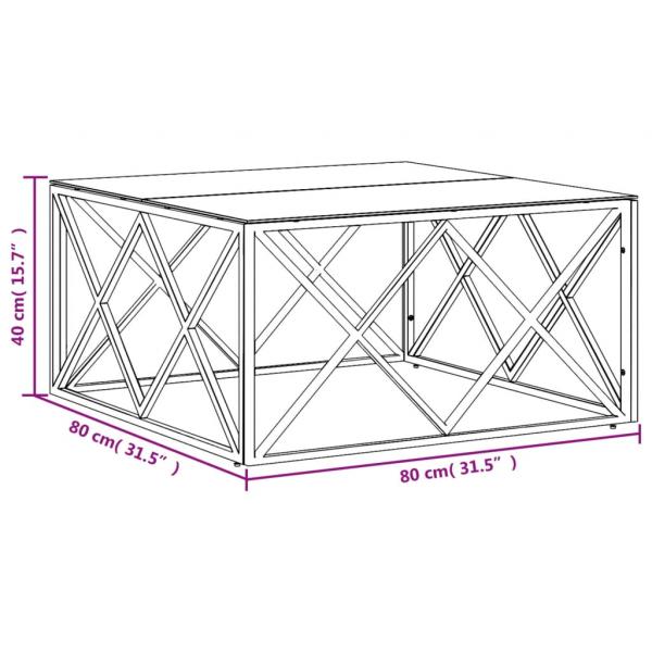 Couchtisch Golden 80x80x40 cm Edelstahl und Glas