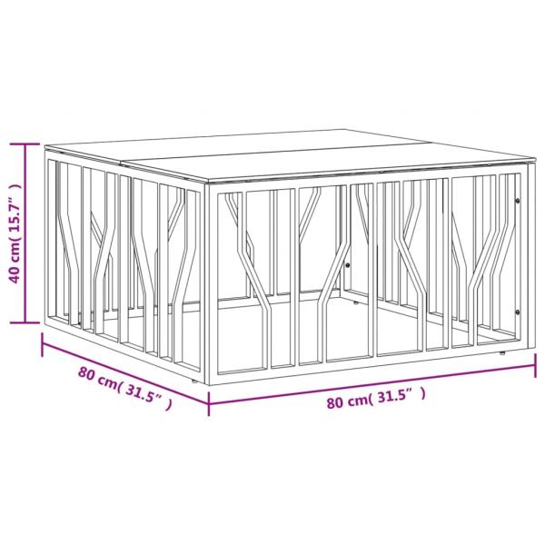 Couchtisch Silbern 80x80x40 cm Edelstahl und Glas