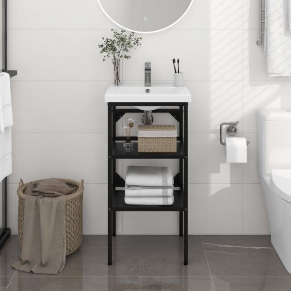 ARDEBO.de - Badezimmer Waschtischgestell Schwarz 40x38x83 cm Eisen