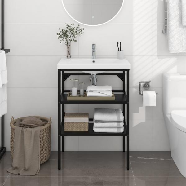 ARDEBO.de - Badezimmer Waschtischgestell Schwarz 59x38x83 cm Eisen